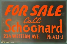 Vintage 1950’s Hand Painted For Sale Call Schooners Allegan MI Tom Surprise Sign