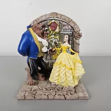 Disney Direct Beauty and the Beast Figurine Arched Stained Glass Window Red Rose