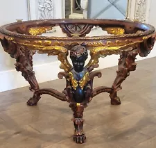 VINTAGE ITALIAN LOUIS XV BAROQUE BLACKAMOOR POLYCHROME WINGED CHERUB TABLE BASE