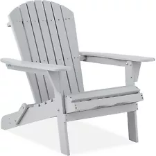 Best Choice Products Folding Adirondack Chair Outdoor, Wooden Accent Lounge