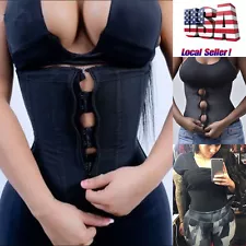 US 7 Steel Boned Sport Latex Waist Trainer Zipper Body Shaper Underbust Cinchers