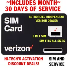 VERIZON SIM ⭐ WITH $35 SERVICE PLAN 30 DAYS ✅ Unlimited DATA* ⭐ TRUSTED DEALER!