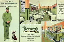 1949 Jacksonville Florida Berney's Restaurant Bar Boston Terrier Postcard