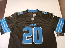 New Men’s XL Barry Sanders XL Black/Blue embroidered motor city jersey