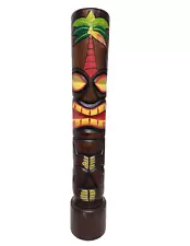 LG HAND CARVED HAWAIIAN TIKI TOTEM POLE PALM TREE TROPICAL POLYNESIAN BAR SALE