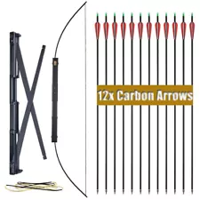 60" 40/60lbs Folding Bow Longbow Survival Bow Archery Bowfishing Hunting Sports