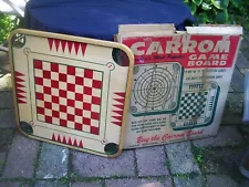 1961 WOOD CARROM BOARD N0. 85 ~ BEAUTIFUL WOODEN 2 SIDED GAME IN BOX COMPLETE