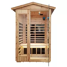 2 Persons Outdoor Patio Far Infrared Sauna Room Old Fir Wood Detox Therapy 1750W