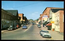 BRACEBRIDGE Ontario Postcard 1960s Muskoka Main Street Stores Classic Cars