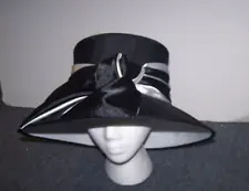 Giovannio Kentucky Derby Wedding Church Hats Special Occasion Black White 22"