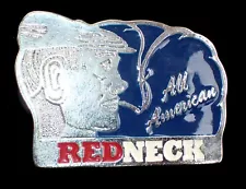 ALL AMERICAN REDNECK VINTAGE 1980'S NOVELTY BELT BUCKLE INSTYLE PEWTER