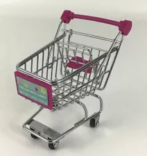 TureClos Realistic Mini Shopping Cart Trolley with Candy 4.5" Metal Rolling Cart