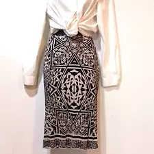 Nicole Miller Artelier Maze Black and White Woman's Bodycon Pencil Skirt Size 4