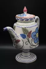 Unique~Ceramic Hand painted Multi-Color Floral TeaPot