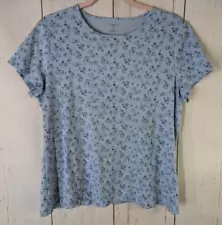 New ListingCroft Barrow Size Large Crewneck Swirl Pattern Pima Cotton Blue Short Sleeve Top