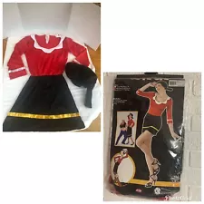 Adult Olive Oyl Costume Popeye Halloween Party DRESS & WIG Sz M/L