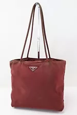 Authentic PRADA Burgundy Red Nylon Tote Bag Purse #58088