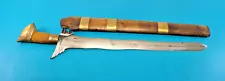 Antique Philippines Moro KRIS Sword Knife 24" Long Bone Horn Wood Brass