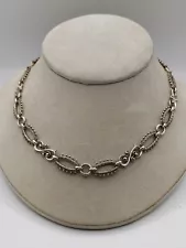 Barbara Bixby Sterling & 18k Gold Scroll Design Chain Link Flower Toggle Necklac