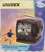 Unirex TX-501 5.5" Black & White Television with AM/FM Radio New 3 Way Power