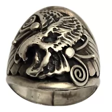 Important Deceased Leo Harvey 1935-2010 Navajo STERLING Silver EAGLE RINGSz12