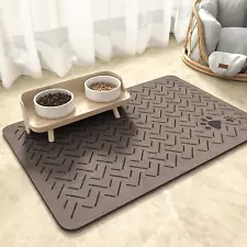 -Absorbent Pet Feeding Mat-No Stains Quick Dry Dog Mat for Food and Water Bowl-R