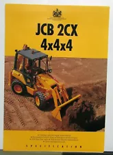 1992 JCB 2CX 4X4X4 Backhoe Loader Specifications Construction Sales Brochure