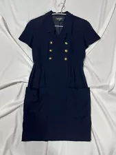 CHANEL BOUTIQUE COCO Mark Button Dress Women Size M Navy