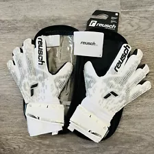 Reusch Attrakt Goalie Gloves Freegel Silver Finger Support Size 9 Black White