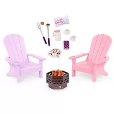 Our Generation Adirondack Chairs Outdoor Furniture Dollhouse Accessory Set for