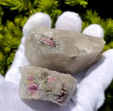 US SALE SEE VIDEO 133g LOT WATERMELON TOURMALINE in QUARTZ SPECIMEN PINK & GREEN