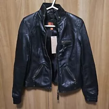 Helium Soft Genuine Leather Biker Jacket UK 12 / 14