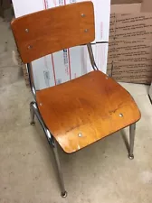 Vintage Student Size Wood/ Chrome Chair - Very Good