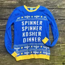 Norther Pole Blue Hanukkah Kosher Holiday Sweater Women's Size Small