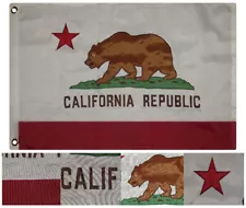 2x3 Embroidered State Of California Synthetic Cotton Flag 2'x3' w/ clips