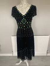 PHASE EIGHT BEADED FLAPPER STYLE DRESS 10 downton abbey style