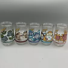 Lot Of 5 Vintage Welch's Pokemon Jars Glass Jelly 1999