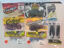 Lot of Fishing Lures for Sale. Power Bait, Gulp, Culprit, etc. Open Packs.