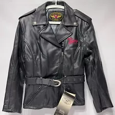 NWT VTG Victory Motorcycles Polaris Women's Black Leather Open Road Jacket Sz. S