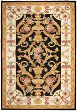 3' x 5' Black Needlepoint Rug 6096