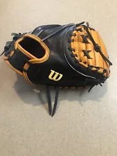 Wilson A2000 Pudge Baseball Catcher's Mitt - Tan/Black (Right Hand Throw)