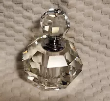 New, So Pretty Lead Crystal Round Facted Ball Shape Perfume Bottle 3" 3/4" Tall