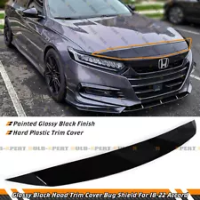 FOR 2018-22 HONDA ACCORD GLOSSY BLACK FRONT BUMPER UPPER HOOD TRIM COVER GARNISH