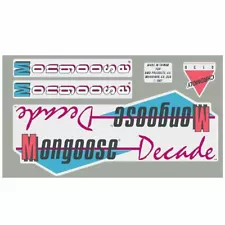 1987 Mongoose - Decade decal set - White, Chrome or Mint frame