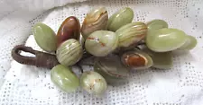 Natural Onyx Green Bunch Of Grapes Mid-century Kitsch 18 Grapes VGC