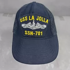 USS La Jolla Hat Cap Mens Snapback Blue Submarine SSN 701 USA Made Navy Vtg USN