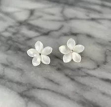 Hawaiian Plumeria Studs Mini White Mother of Pearl Earrings