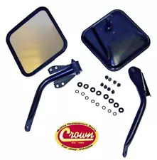 Crown Set of 2 Mirrors Driver & Passenger Side LH RH For Jeep CJ7 CJ5 Willys CJ6