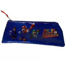 Nintendo Mario Super Sluggers Zip Pencil Bag Case Zipper 2010 Luigi Waluigi 8”