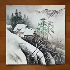 Winter Painting Japanese Landscape Painting Village Painting Watercolor Painting